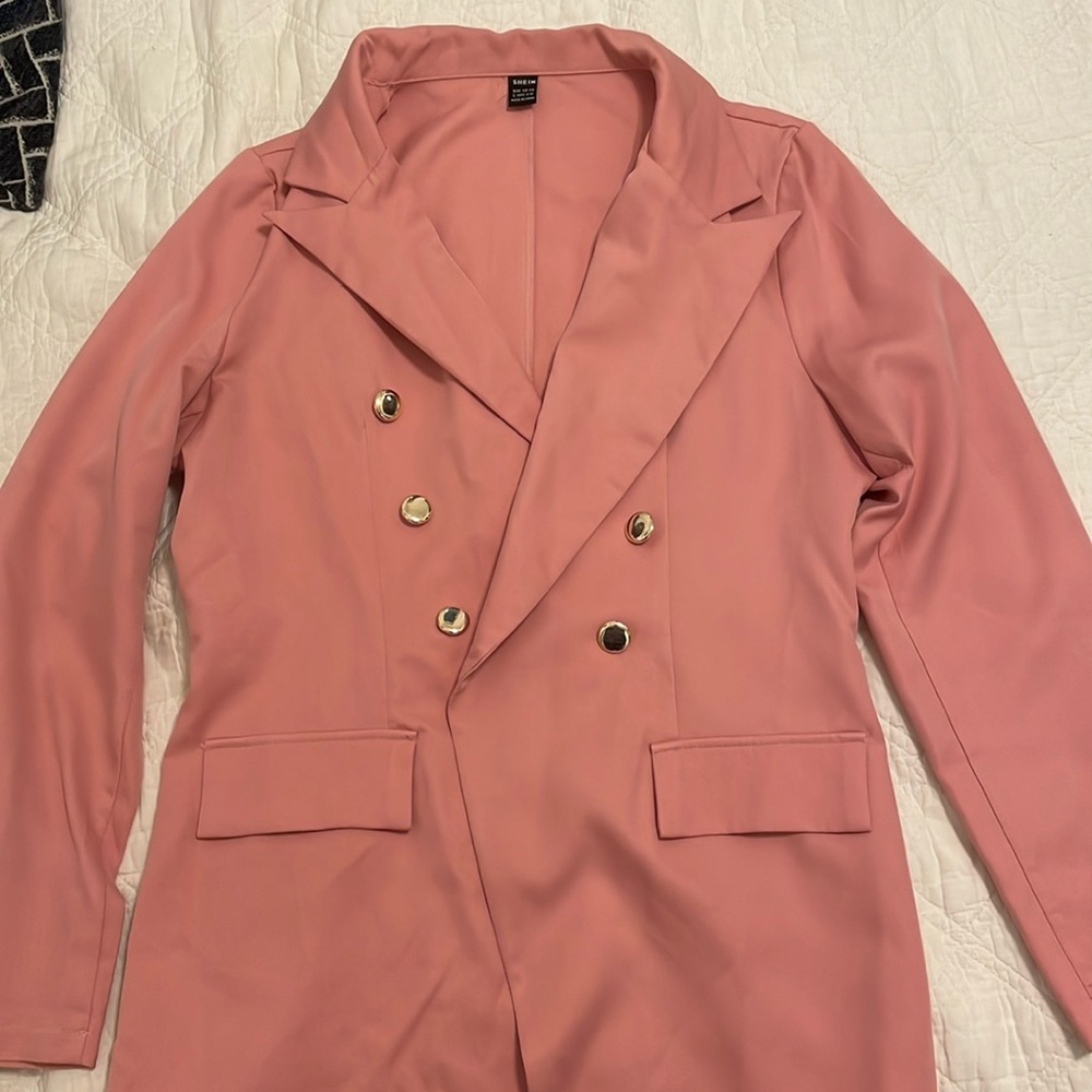 Women's Double-Breasted Pink Blazer